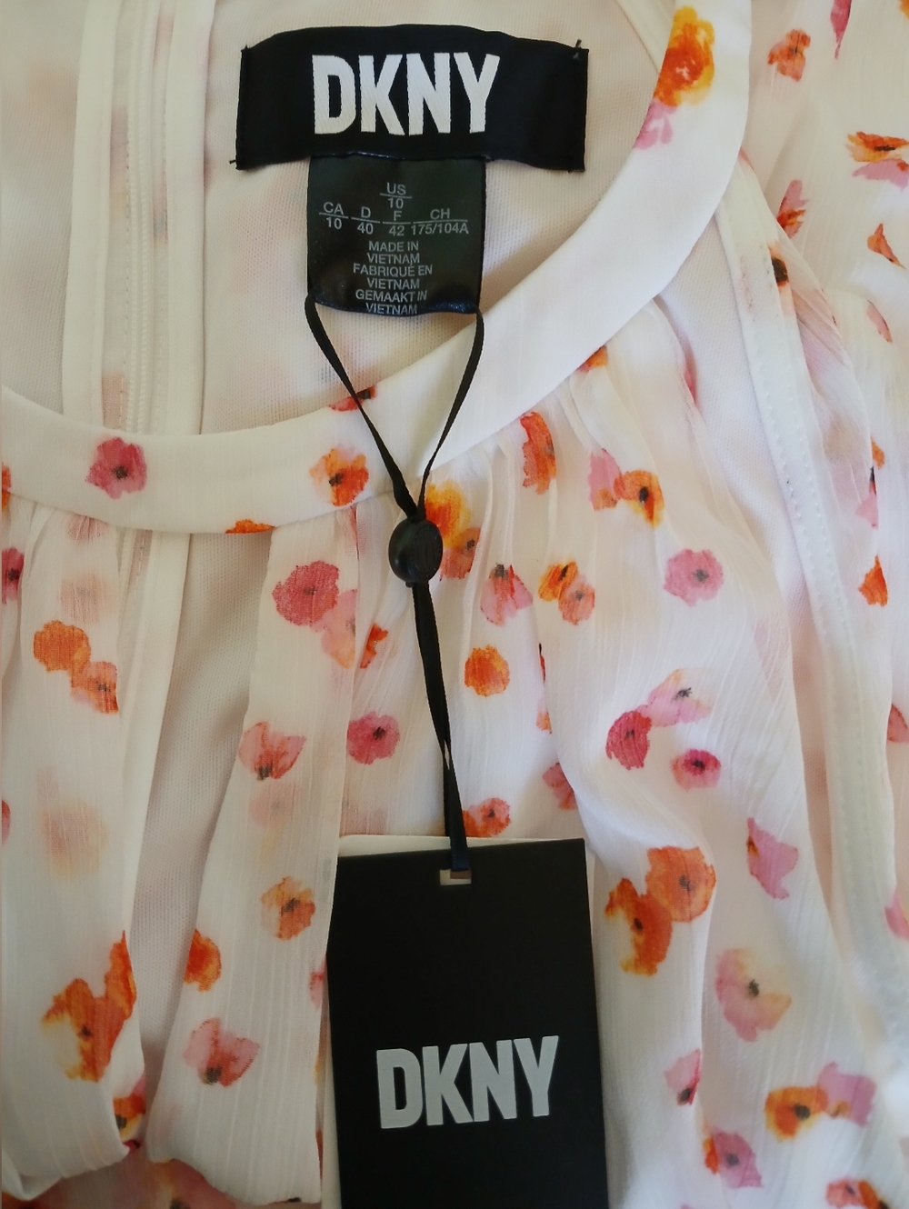 New DKNY Floral Belted Long Dress Size 10 Whimsigoth Feminine Romantic - Picture 6 of 6